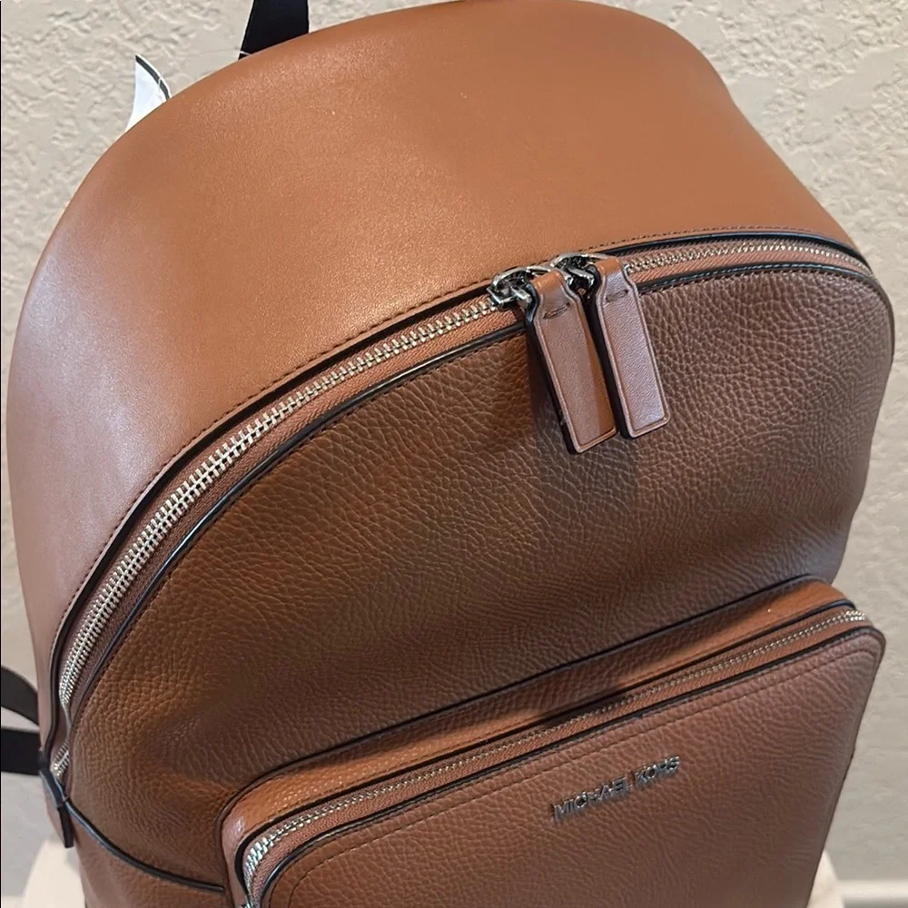 NWT Michael Kors Brown Leather Backpack Minimalist Design